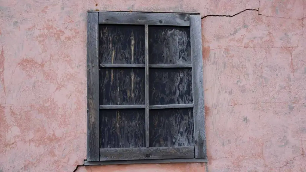 window with cracks around edges